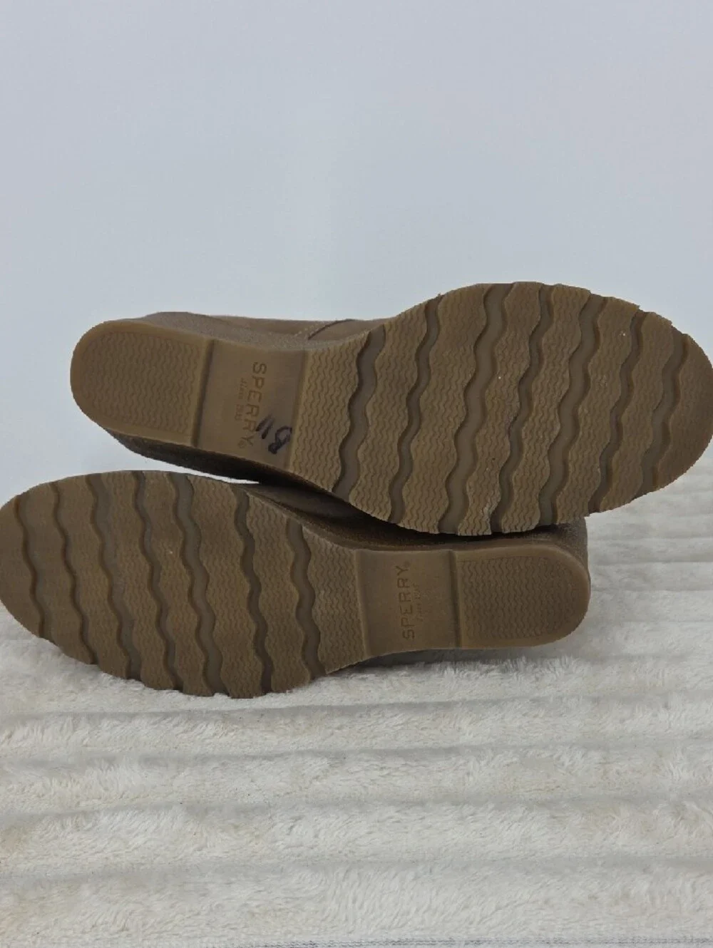 Sperry Brown Taupe Suede Wedge Lace-Up Ankle Boots